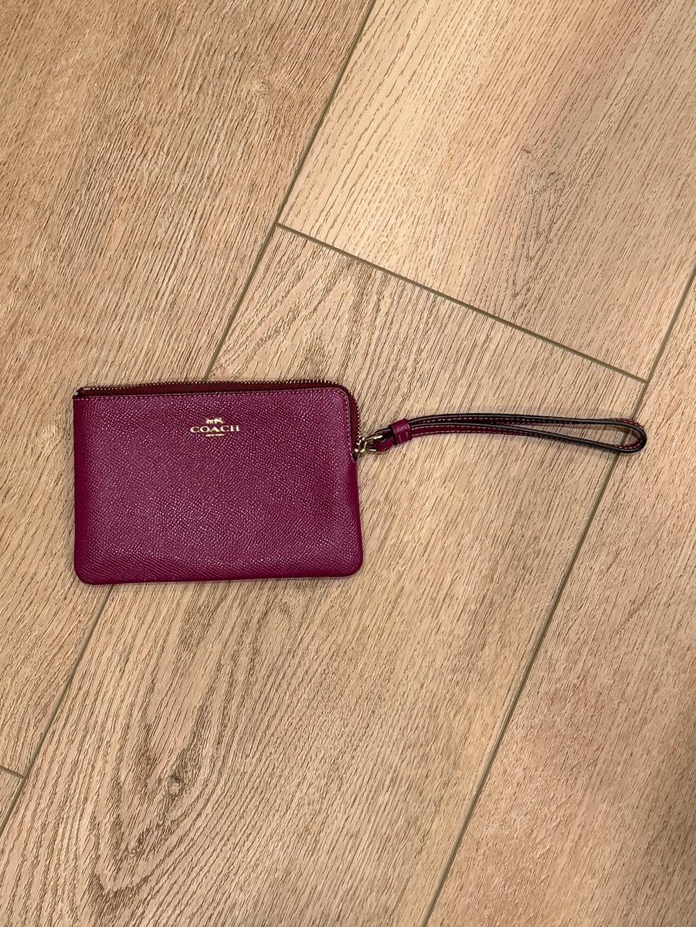 Coach Plum Zip Wristlet Card Case